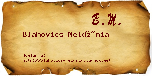 Blahovics Melánia névjegykártya